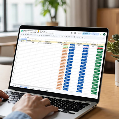 Client outreach tracker spreadsheet for managing prospects, follow-ups, responses and outcomes